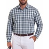 COOFANDY Mens Plaid Dress Shirts Big and Tall (1X-6X) Long Sleeve Cotton Button Down Shirt Bussiness Casual Shirts(Black Dark Green White Plaid)