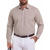 COOFANDY Mens Plaid Dress Shirts Big and Tall (1X-6X) Long Sleeve Cotton Button Down Shirt Bussiness Casual Shirts(Khaki White Black Plaid)