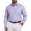 COOFANDY Mens Plaid Dress Shirts Big and Tall (1X-6X) Long Sleeve Cotton Button Down Shirt Bussiness Casual Shirts(Light Blue Lavender White Plaid)