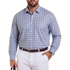 COOFANDY Mens Plaid Dress Shirts Big and Tall (1X-6X) Long Sleeve Cotton Button Down Shirt Bussiness Casual Shirts(Light Grey White Navy Plaid)