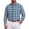 COOFANDY Mens Plaid Dress Shirts Big and Tall (1X-6X) Long Sleeve Cotton Button Down Shirt Bussiness Casual Shirts(White Navy Green Light Blue Plaid)