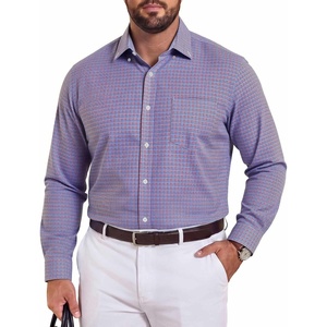 COOFANDY Mens Plaid Dress Shirts Big and Tall (1X-6X) Long Sleeve Cotton Button Down Shirt Bussiness Casual Shirts(Red Blue White Plaid)