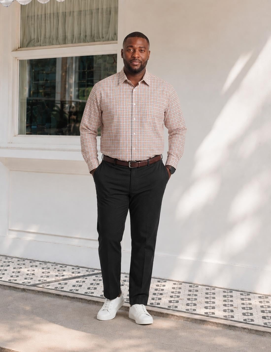 image:imageCOOFANDY Big and Tall Mens Dress Shirt Wrinkle Free Button Down ShirtKhaki Plaid