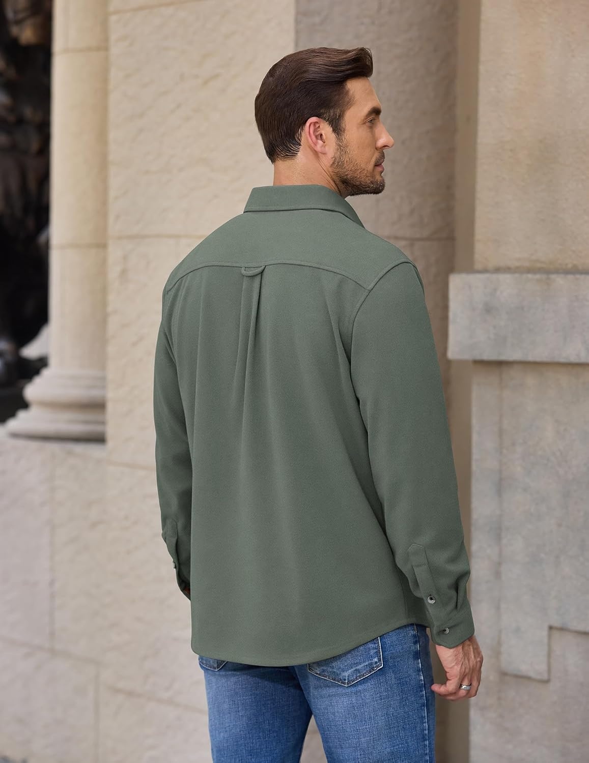 image:imageCOOFANDY Mens Button Down Shirt Jacket Long Sleeve Flannel ShirtsArmy Green