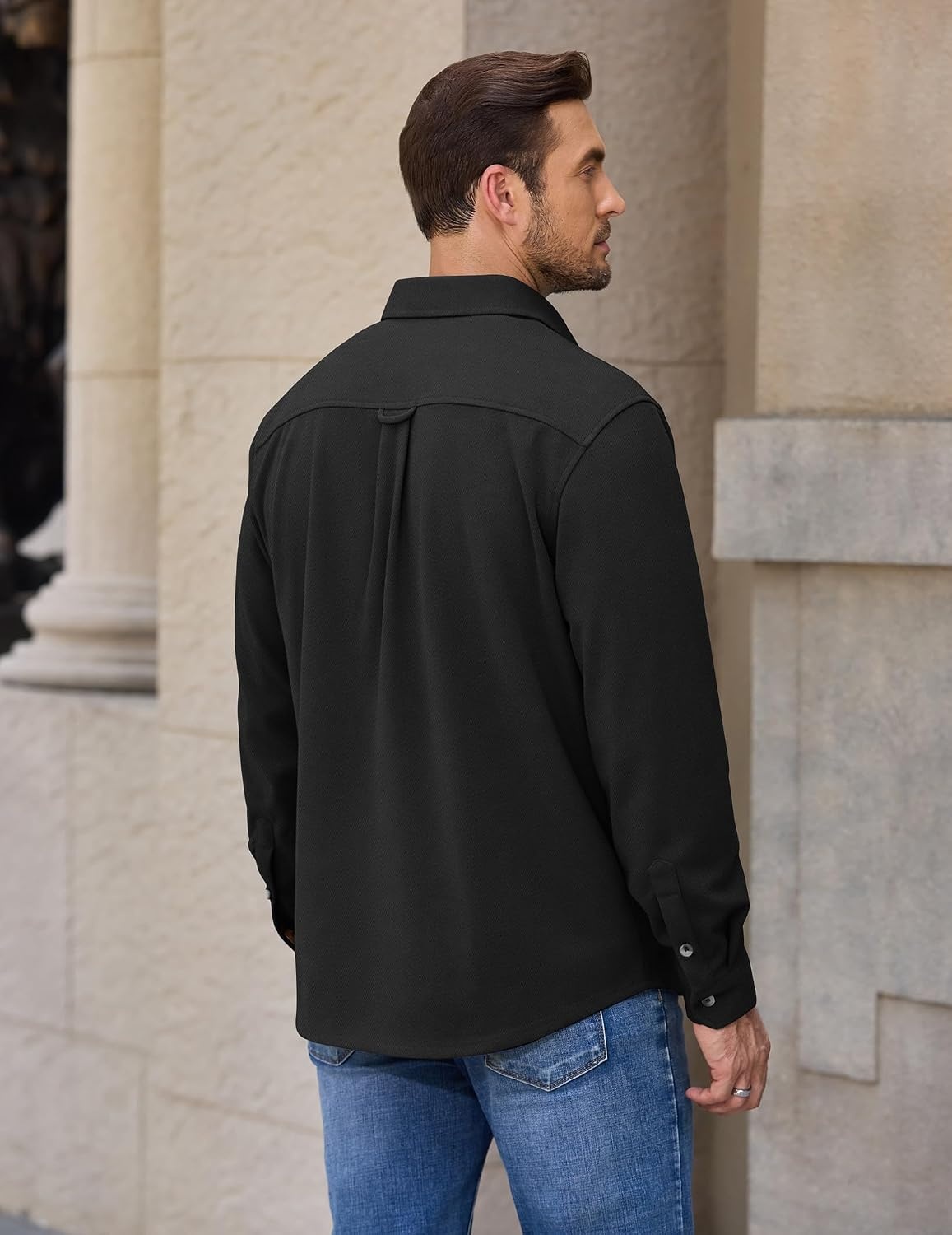 image:imageCOOFANDY Mens Button Down Shirt Jacket Long Sleeve Flannel ShirtsBlack
