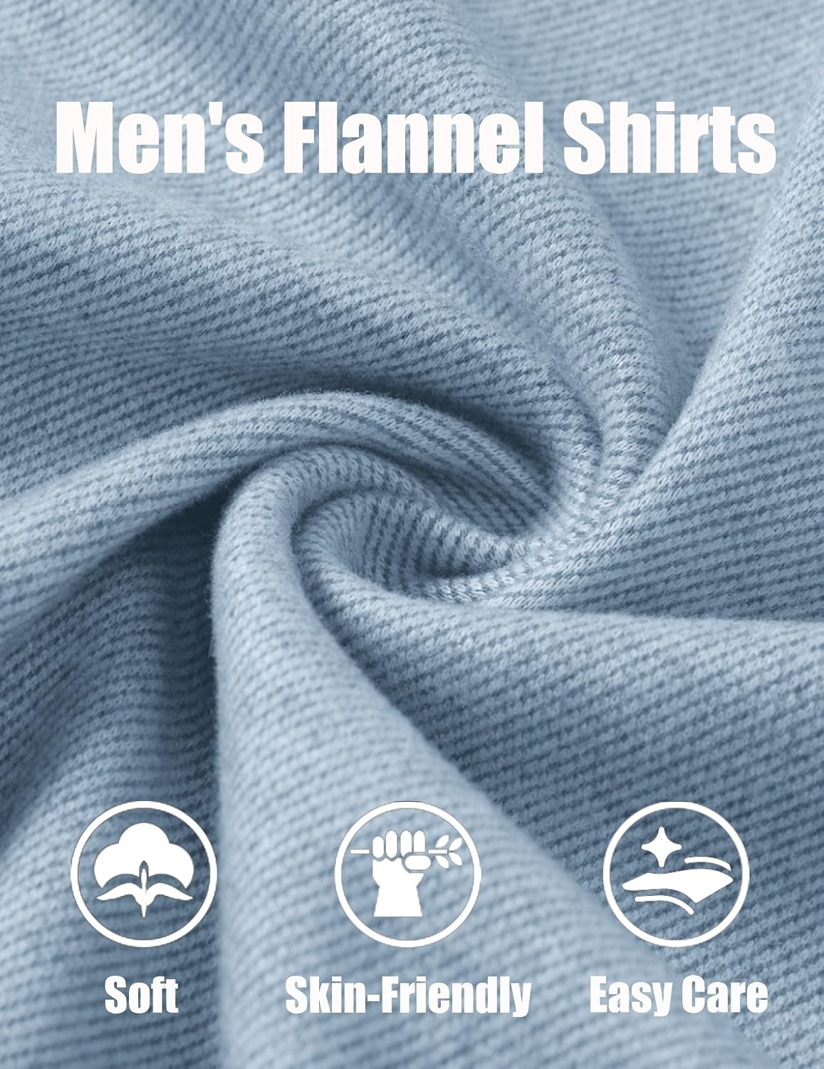 image:imageCOOFANDY Mens Button Down Shirt Jacket Long Sleeve Flannel ShirtsLight Blue Heather