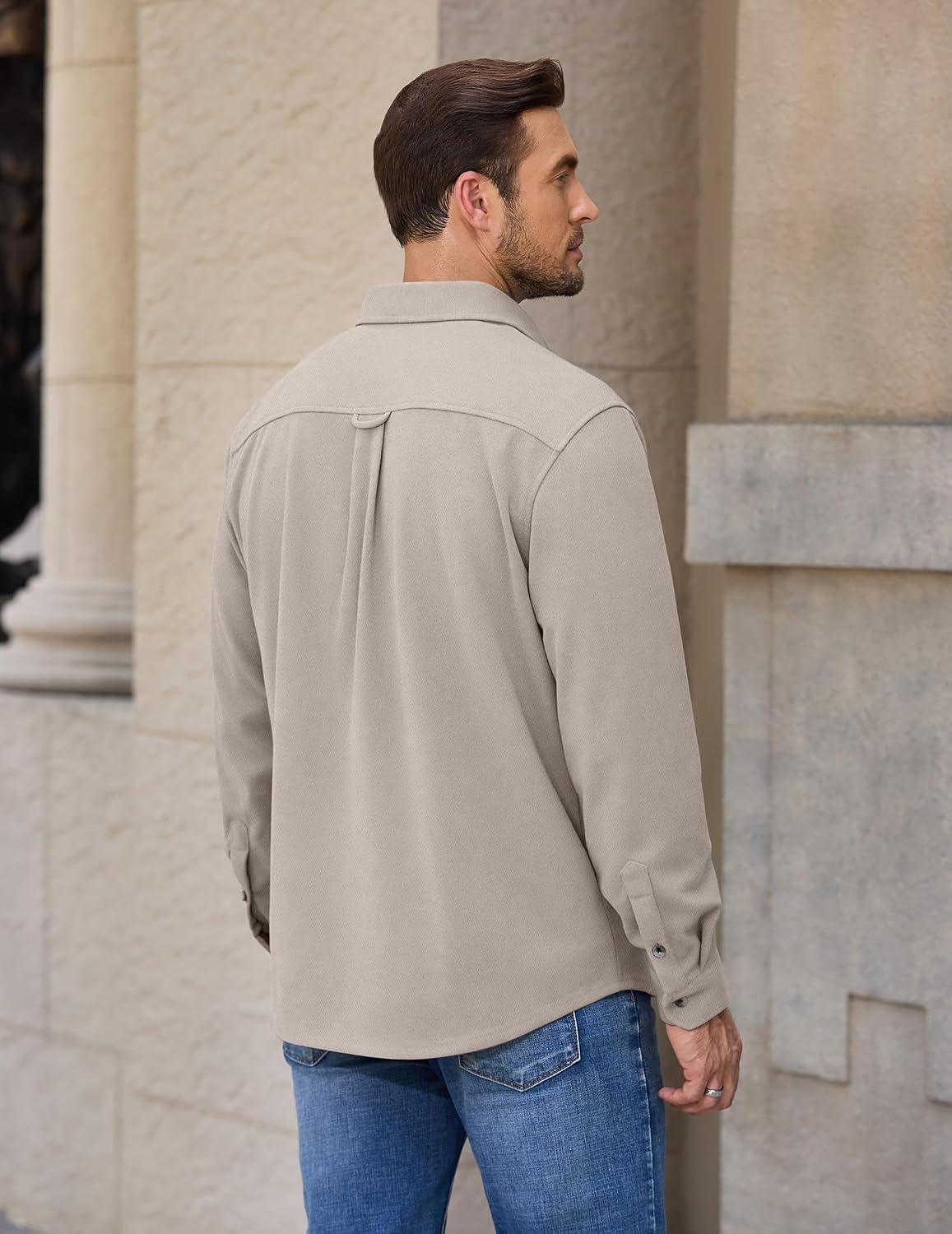 image:imageCOOFANDY Mens Button Down Shirt Jacket Long Sleeve Flannel ShirtsMoon Gray