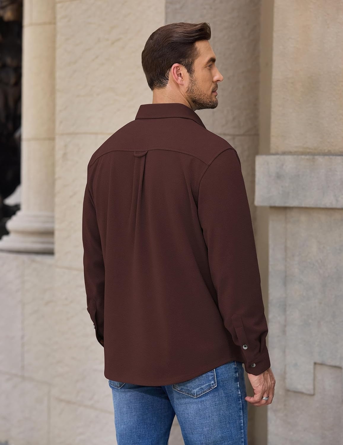 image:imageCOOFANDY Mens Button Down Shirt Jacket Long Sleeve Flannel ShirtsWine Red