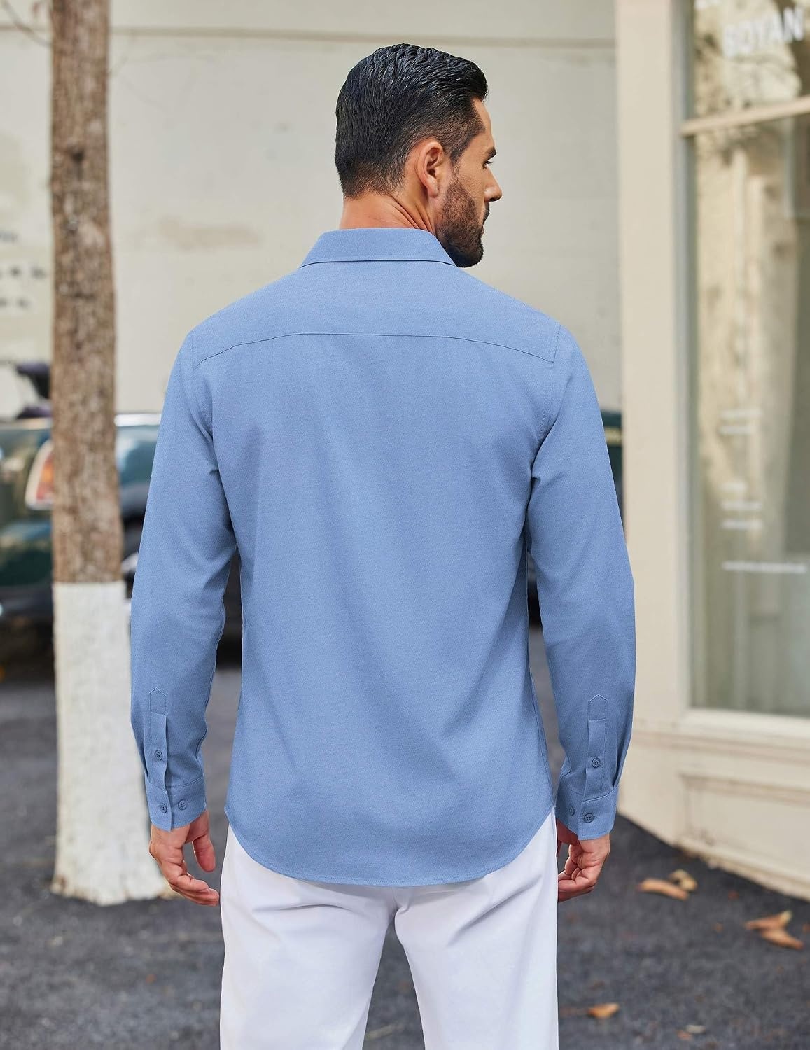 image:imageCOOFANDY Mens Casual Button Down Long Sleeve Shirt Denim Dress ShirtLight Blue