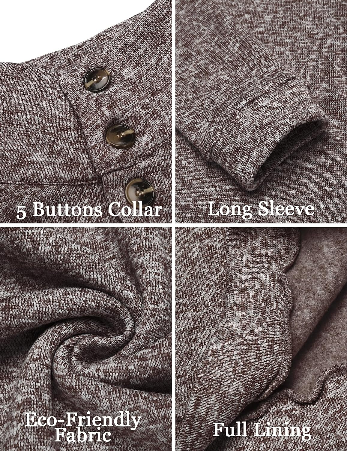 image:imageCOOFANDY Mens Casual Pullover Sweater Quarter Button Fleece Sweatshirt Knitted Thermal SweatersPale Grey