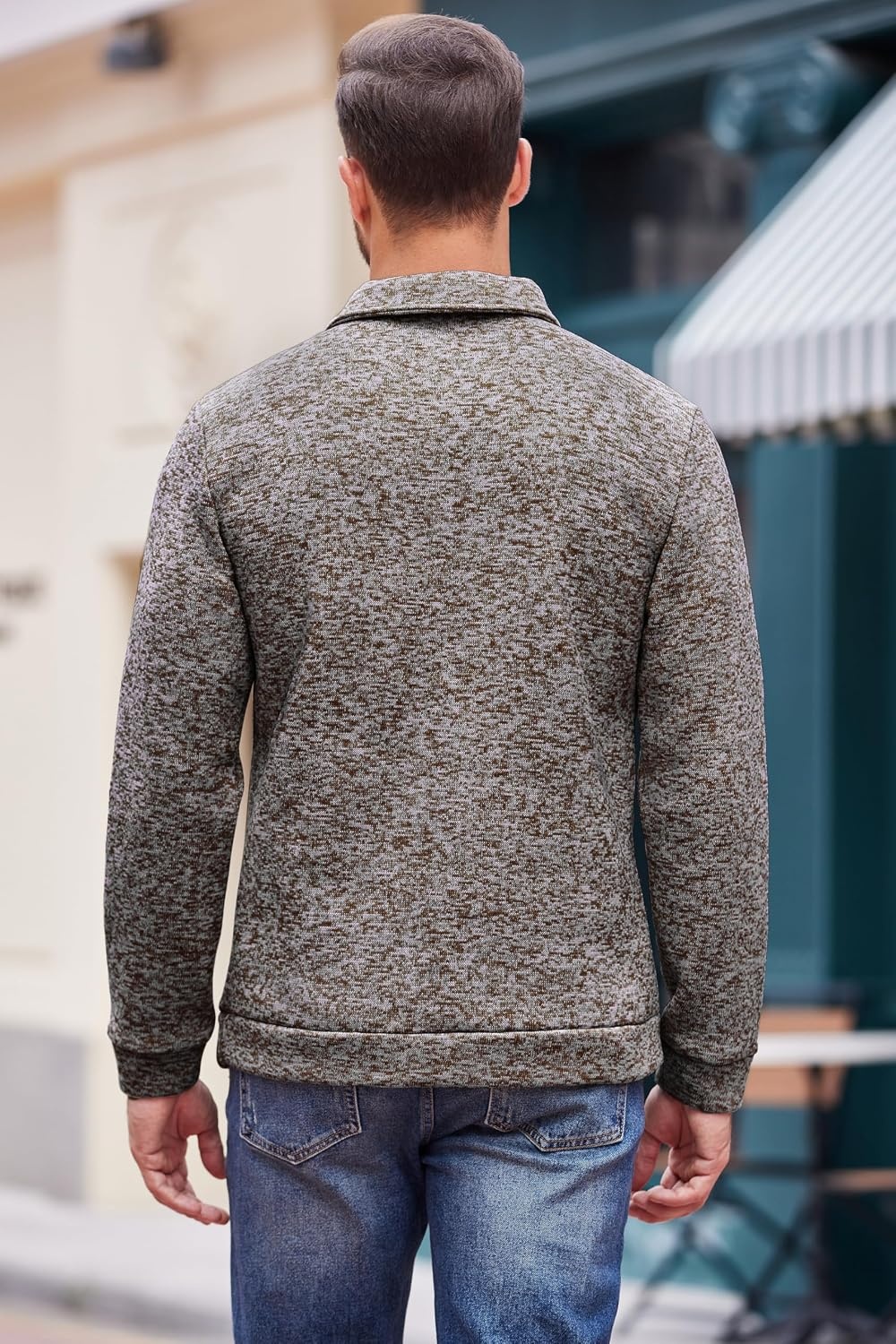 image:imageCOOFANDY Mens Casual Pullover Sweater Quarter Button Fleece Sweatshirt Knitted Thermal SweatersPale Grey