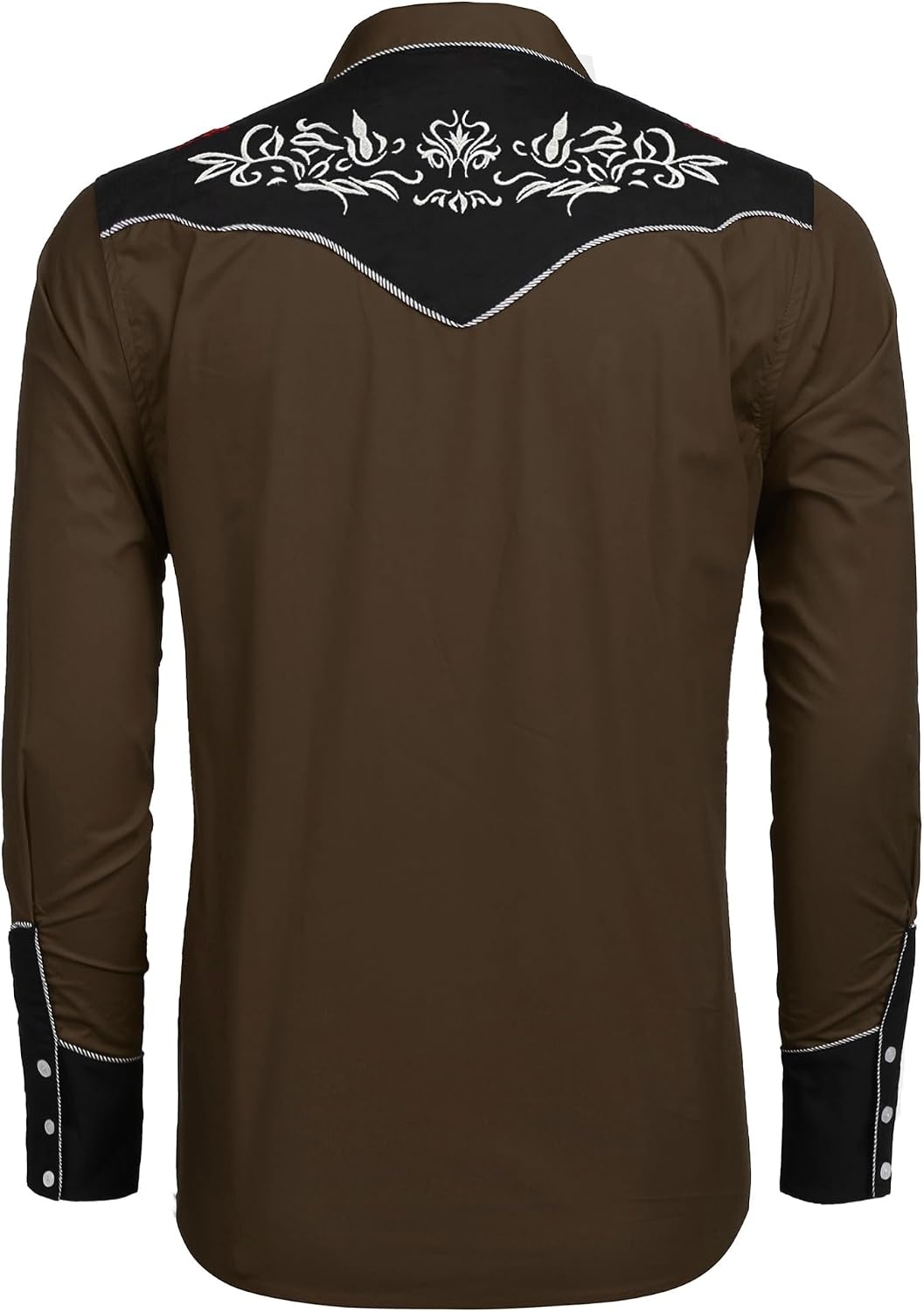 image:imageCOOFANDY Mens Cowboy Shirtss Embroidered Rose Design Shirts Western Long Sleeve Button Down ShirtsBrown