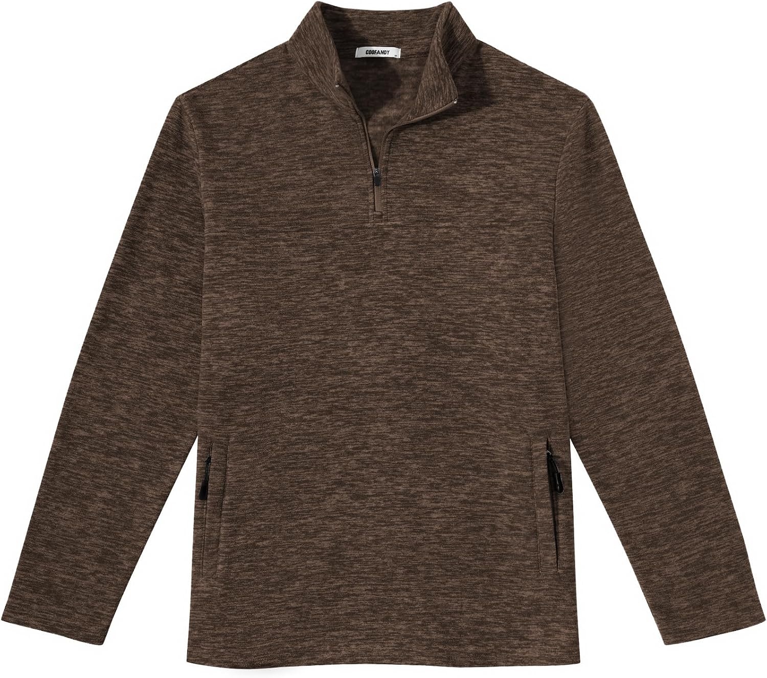 image:imageCOOFANDY Mens Fleece Quarter Zip Pullover Long Sleeve Thermal SweatshirtBrown