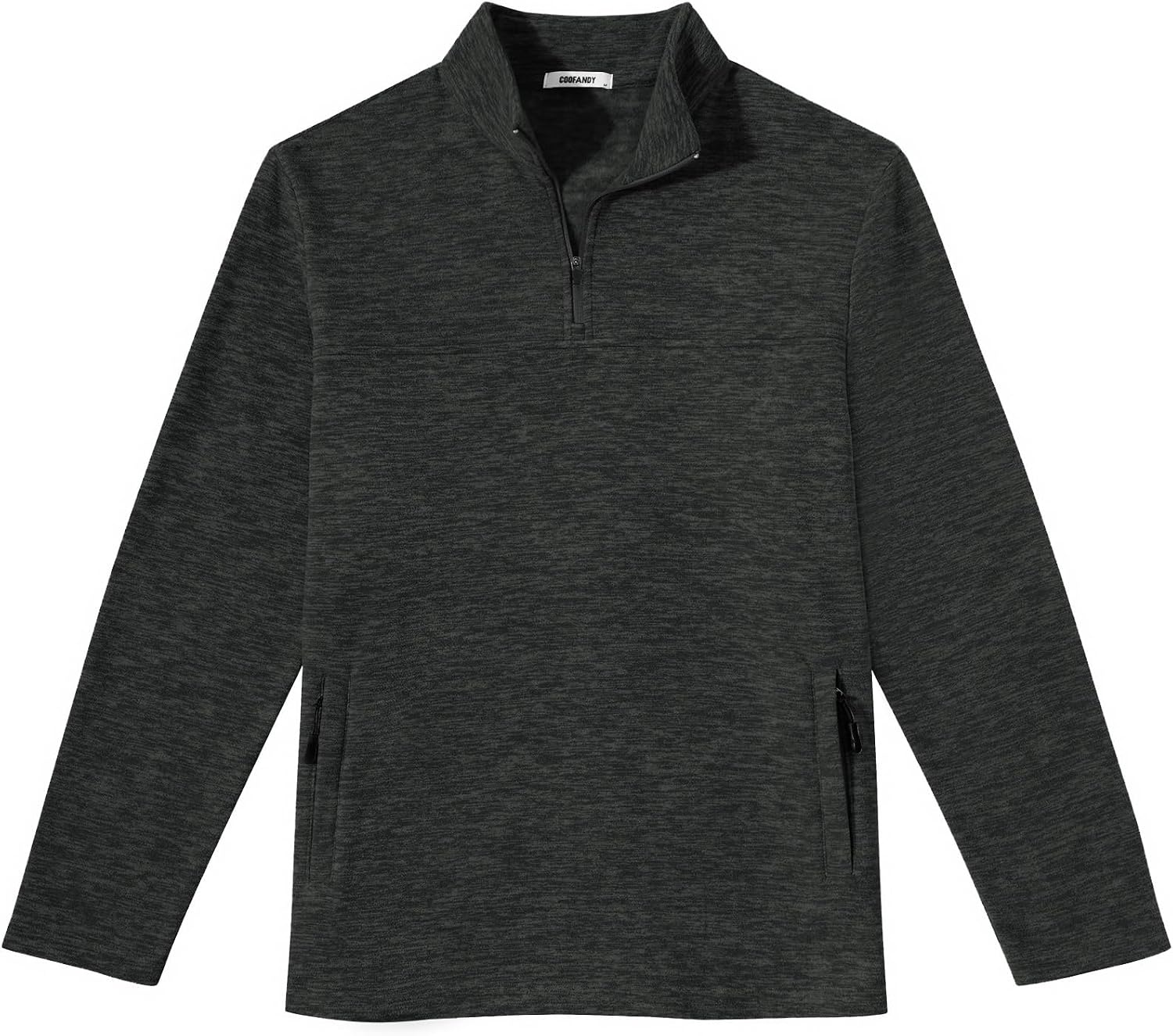 image:imageCOOFANDY Mens Fleece Quarter Zip Pullover Long Sleeve Thermal SweatshirtDark Gray