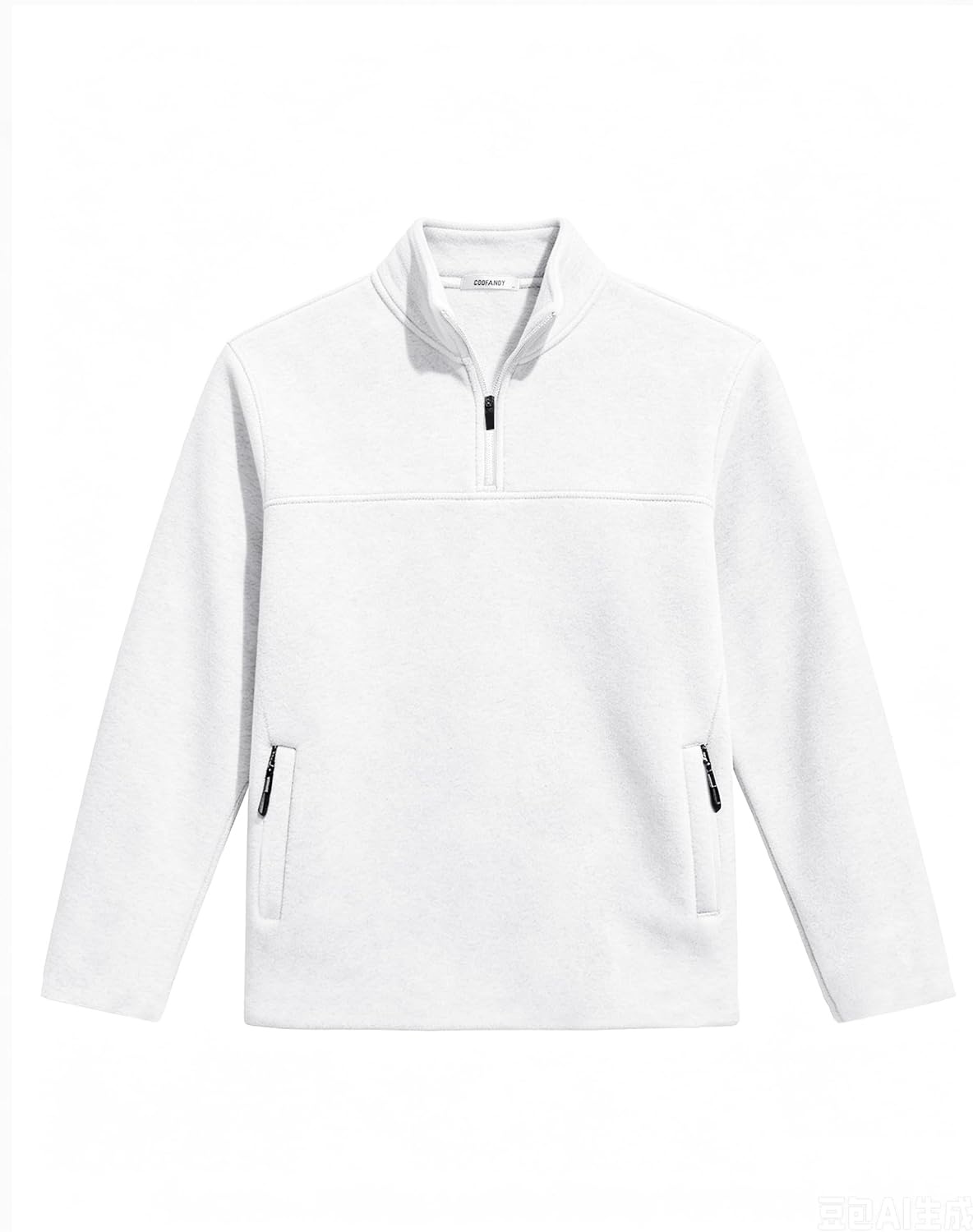 image:imageCOOFANDY Mens Fleece Quarter Zip Pullover Long Sleeve Thermal SweatshirtWhite