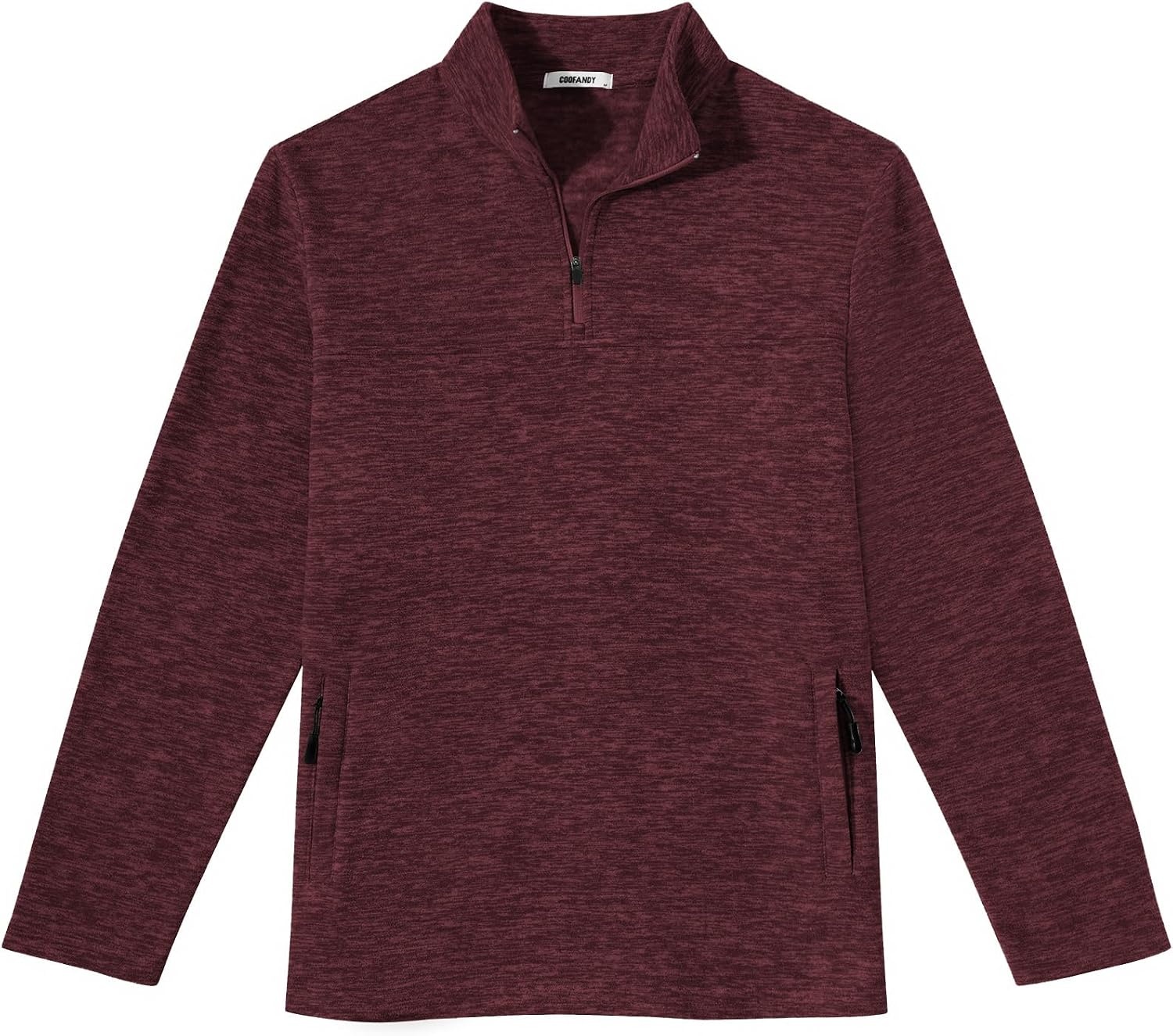 image:imageCOOFANDY Mens Fleece Quarter Zip Pullover Long Sleeve Thermal SweatshirtWine Red