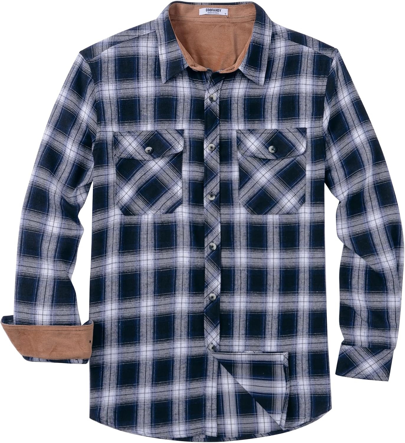 image:imageCOOFANDY Mens Lightweight Flannel Long Sleeve Casual Work Plaid ShirtsPlaidblack Navy