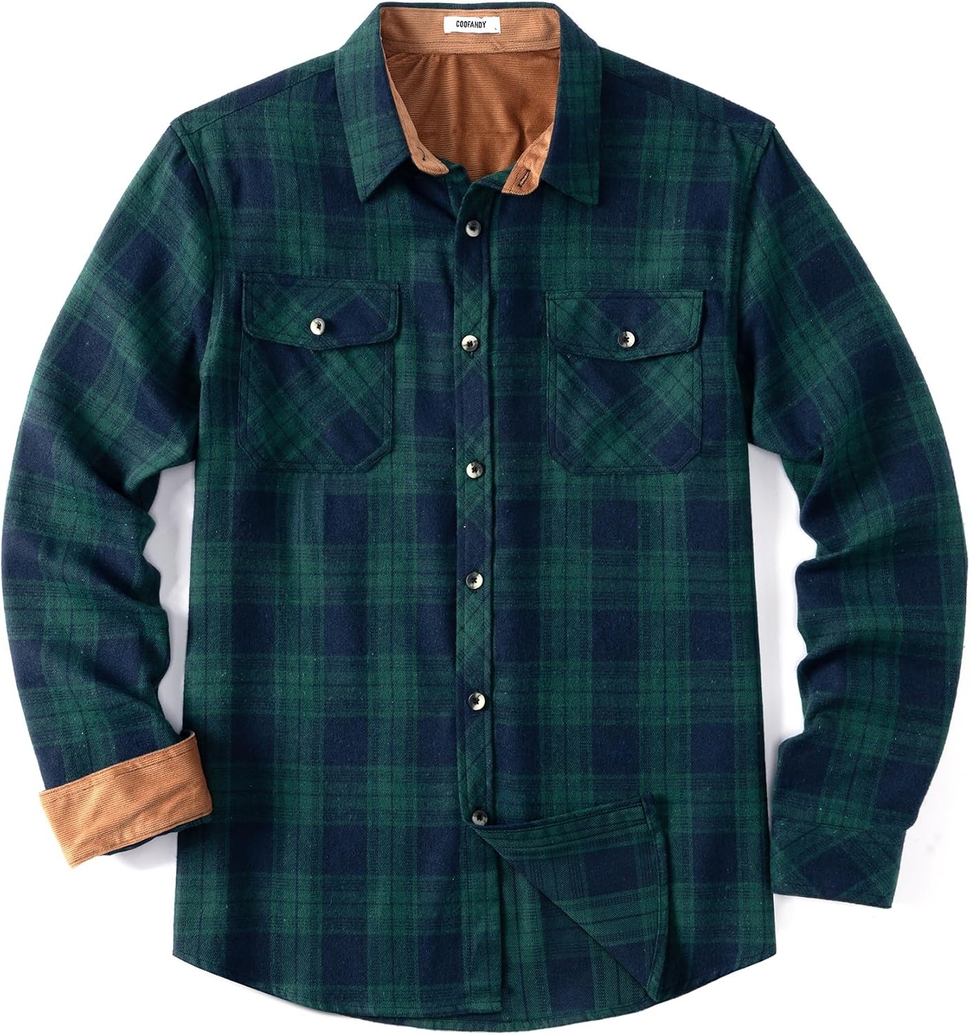 image:imageCOOFANDY Mens Lightweight Flannel Long Sleeve Casual Work Plaid ShirtsPlaidgreen