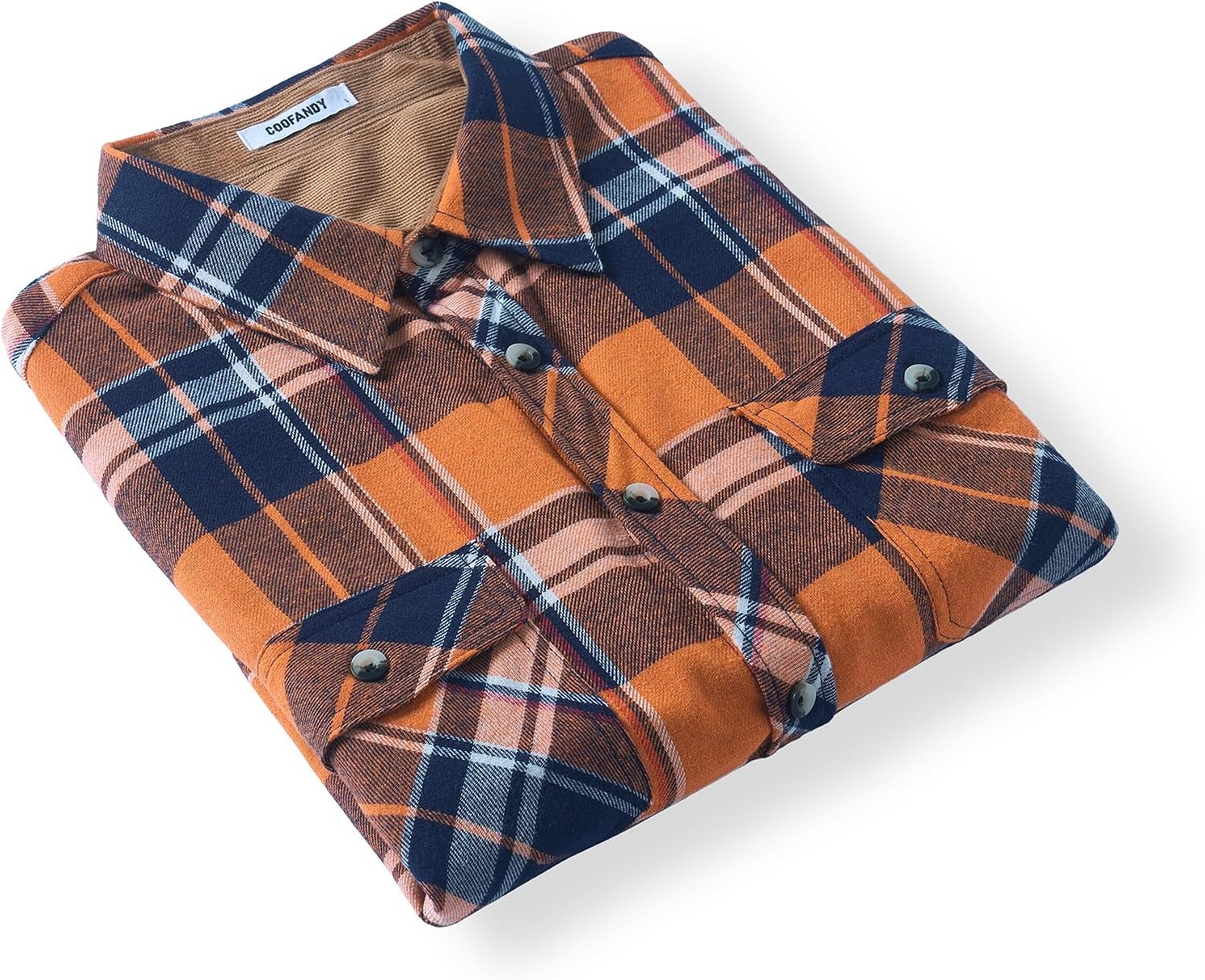 image:imageCOOFANDY Mens Lightweight Flannel Long Sleeve Casual Work Plaid ShirtsPlaidorange