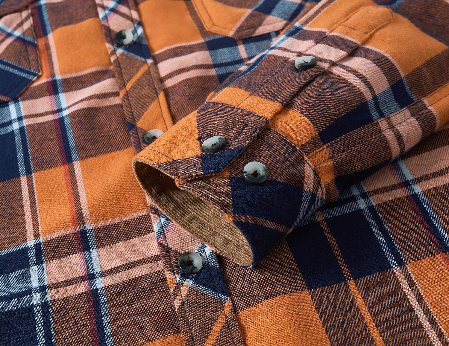 image:imageCOOFANDY Mens Lightweight Flannel Long Sleeve Casual Work Plaid ShirtsPlaidorange