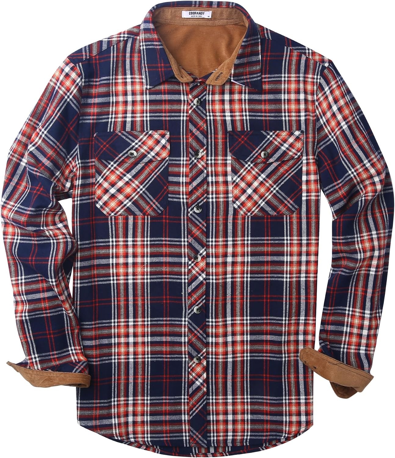 image:imageCOOFANDY Mens Lightweight Flannel Long Sleeve Casual Work Plaid ShirtsPlaidred Navy White