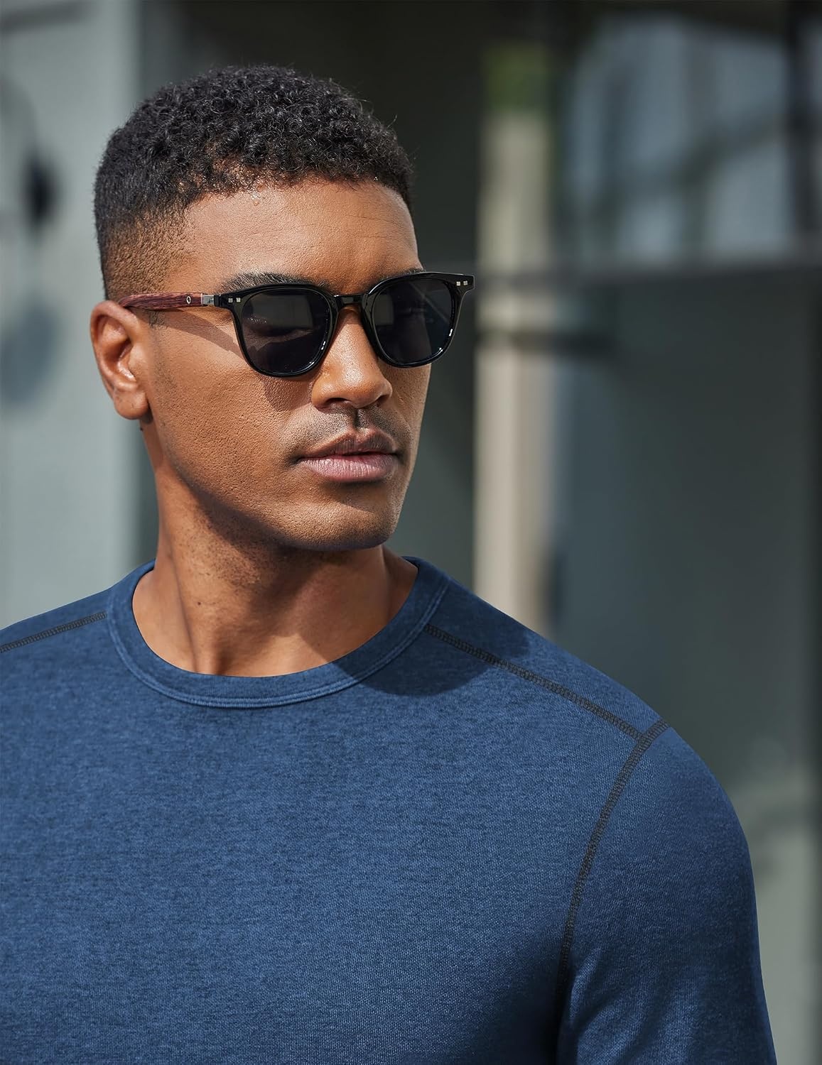 image:imageCOOFANDY Mens Long Sleeve T Shirts Cotton Crew Neck Heavyweight Tee Shirts Color Block Casual Pullover ShirtNavy Blue