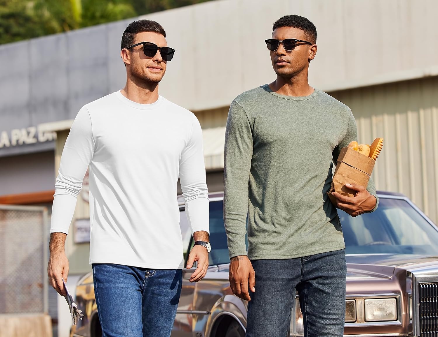 image:imageCOOFANDY Mens Thermal T Shirts Long Sleeve Fleece Lined Tee Casual Soft TopAll White