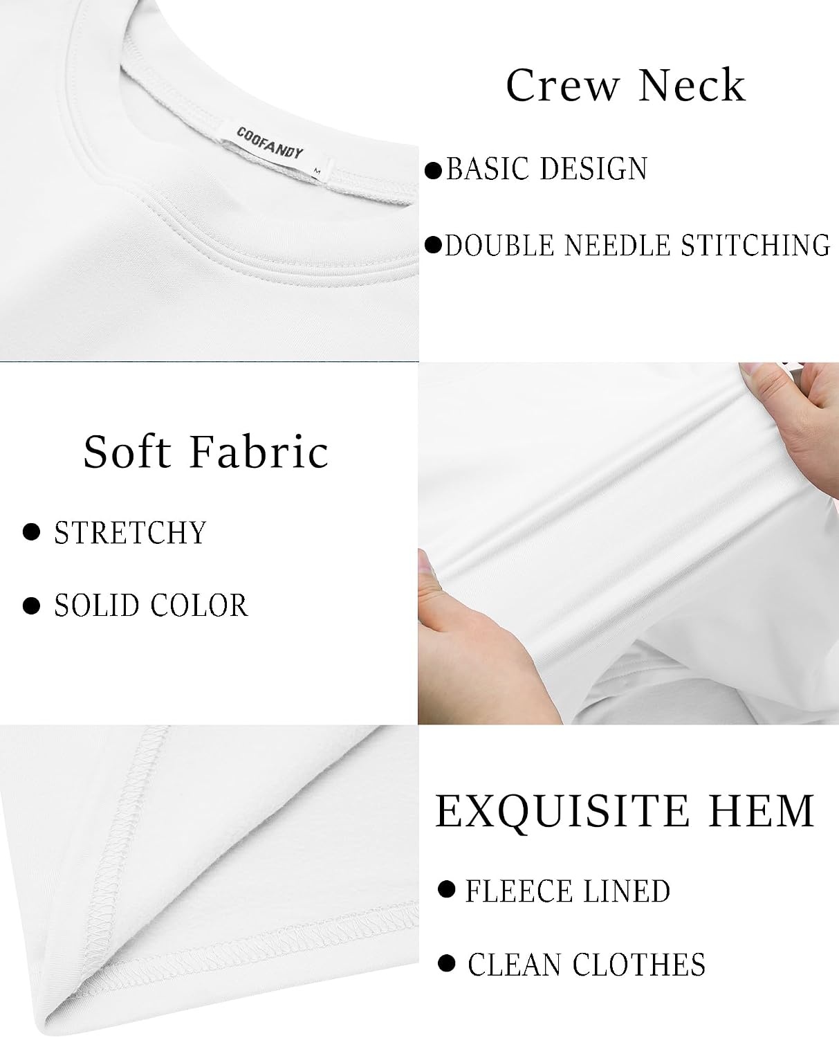 image:imageCOOFANDY Mens Thermal T Shirts Long Sleeve Fleece Lined Tee Casual Soft TopAll White