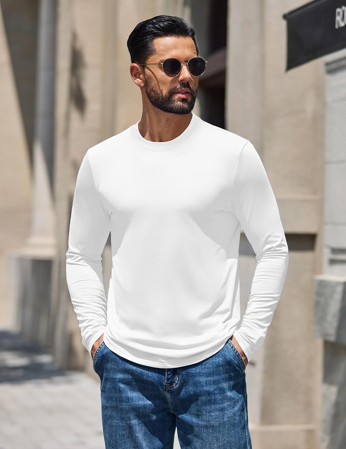 image:imageCOOFANDY Mens Thermal T Shirts Long Sleeve Fleece Lined Tee Casual Soft TopAll White