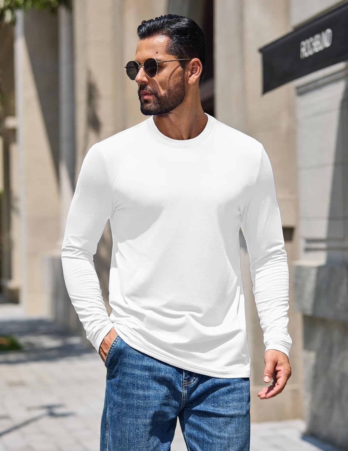image:imageCOOFANDY Mens Thermal T Shirts Long Sleeve Fleece Lined Tee Casual Soft TopAll White