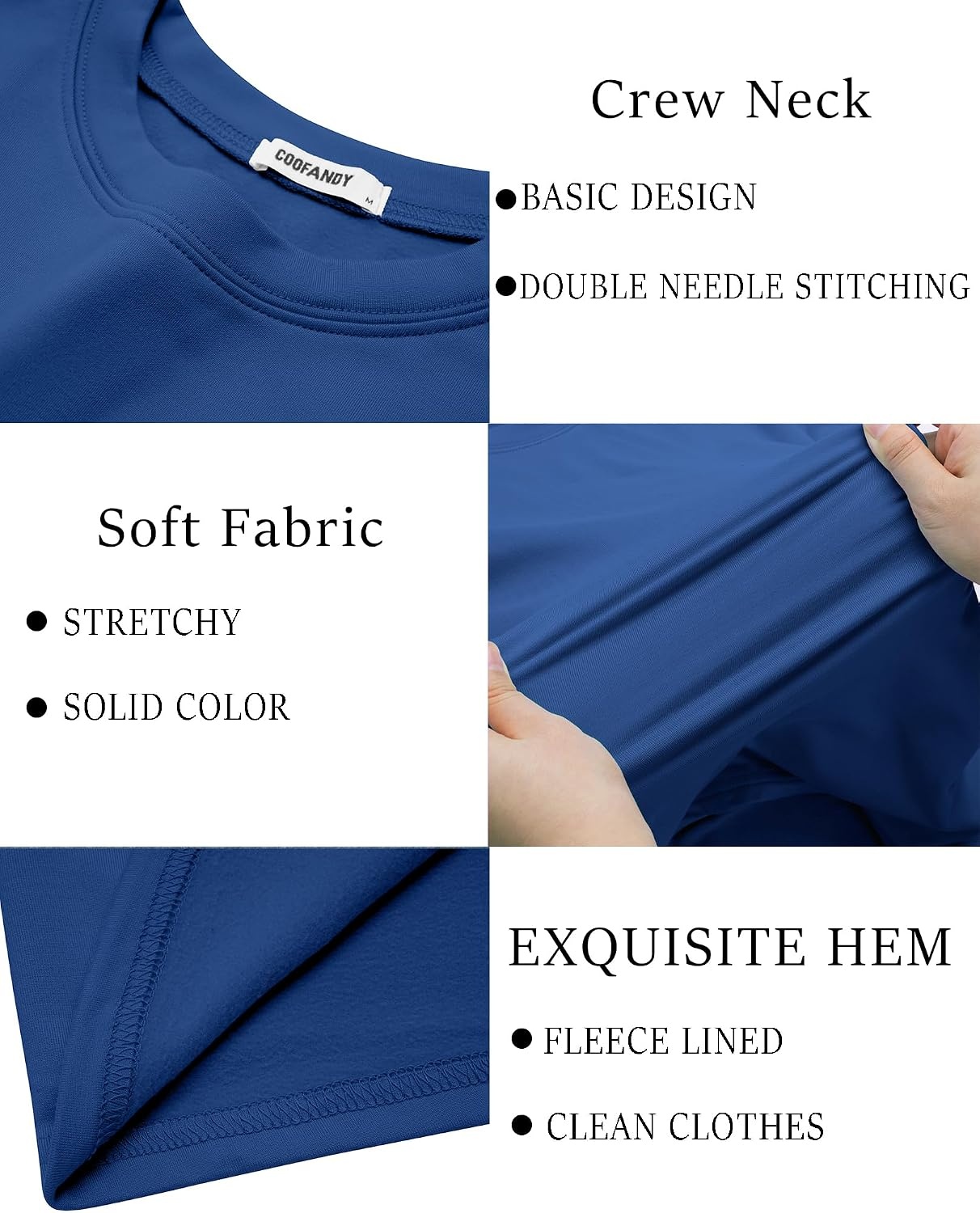 image:imageCOOFANDY Mens Thermal T Shirts Long Sleeve Fleece Lined Tee Casual Soft TopBlue