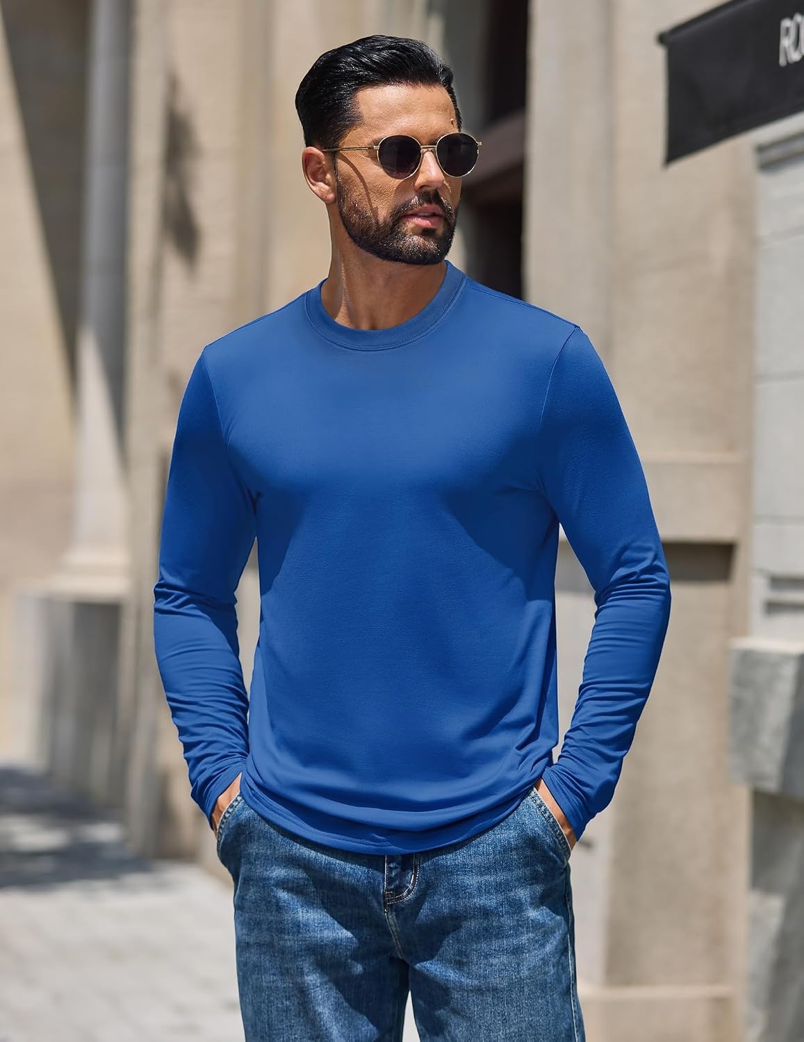 image:imageCOOFANDY Mens Thermal T Shirts Long Sleeve Fleece Lined Tee Casual Soft TopBlue