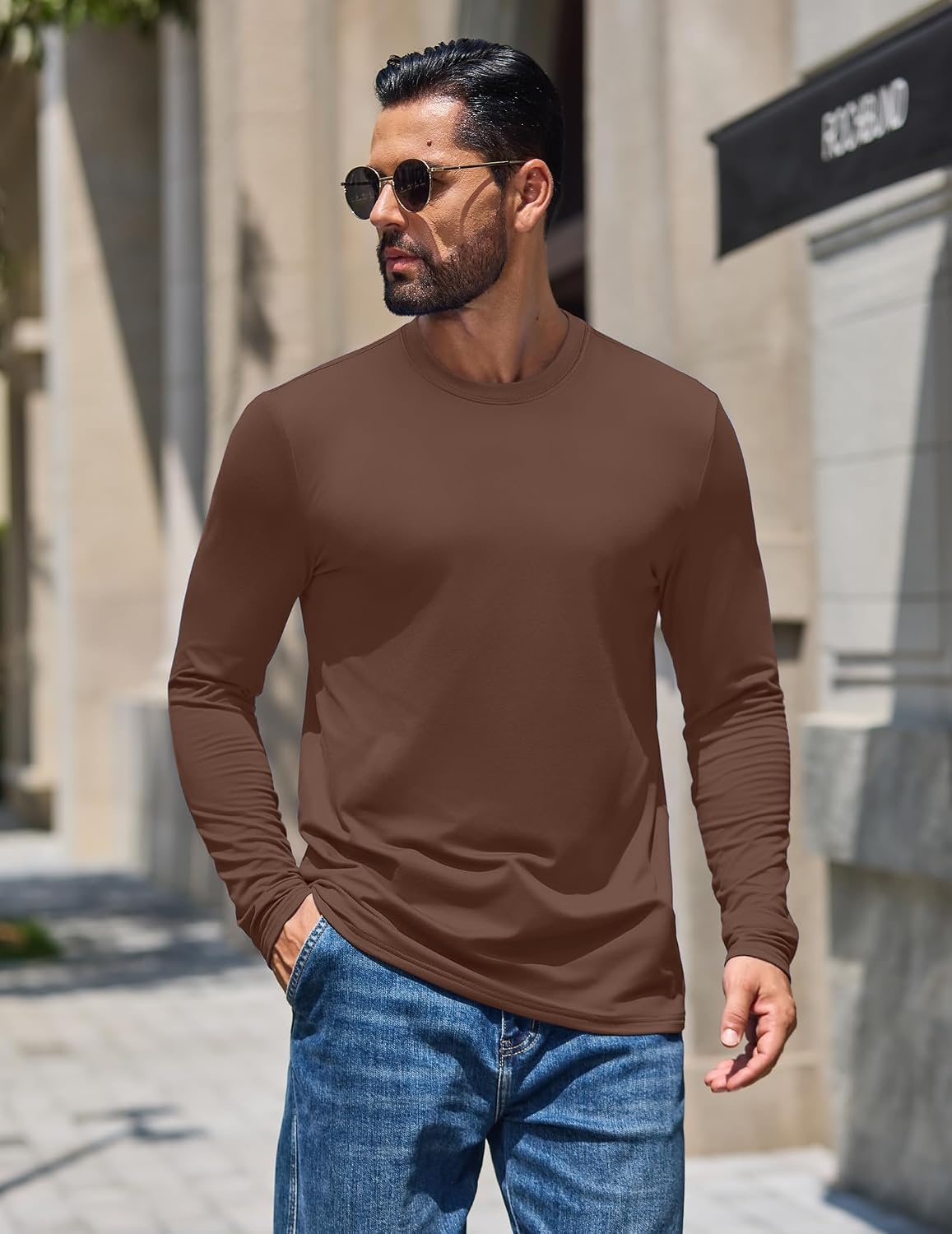 image:imageCOOFANDY Mens Thermal T Shirts Long Sleeve Fleece Lined Tee Casual Soft TopBrown