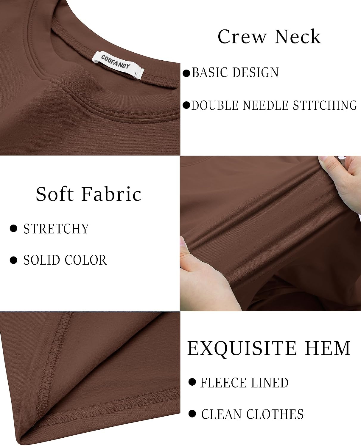 image:imageCOOFANDY Mens Thermal T Shirts Long Sleeve Fleece Lined Tee Casual Soft TopBrown