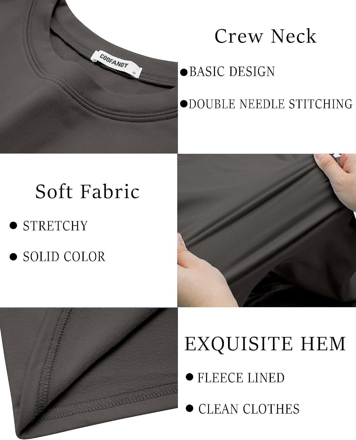 image:imageCOOFANDY Mens Thermal T Shirts Long Sleeve Fleece Lined Tee Casual Soft TopDark Grey
