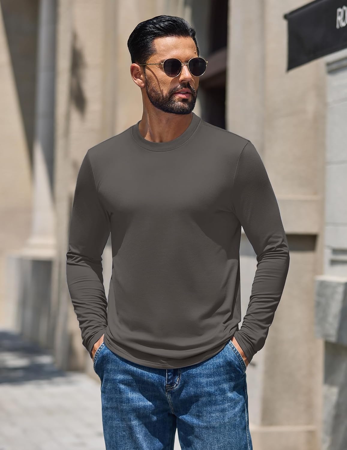 image:imageCOOFANDY Mens Thermal T Shirts Long Sleeve Fleece Lined Tee Casual Soft TopDark Grey