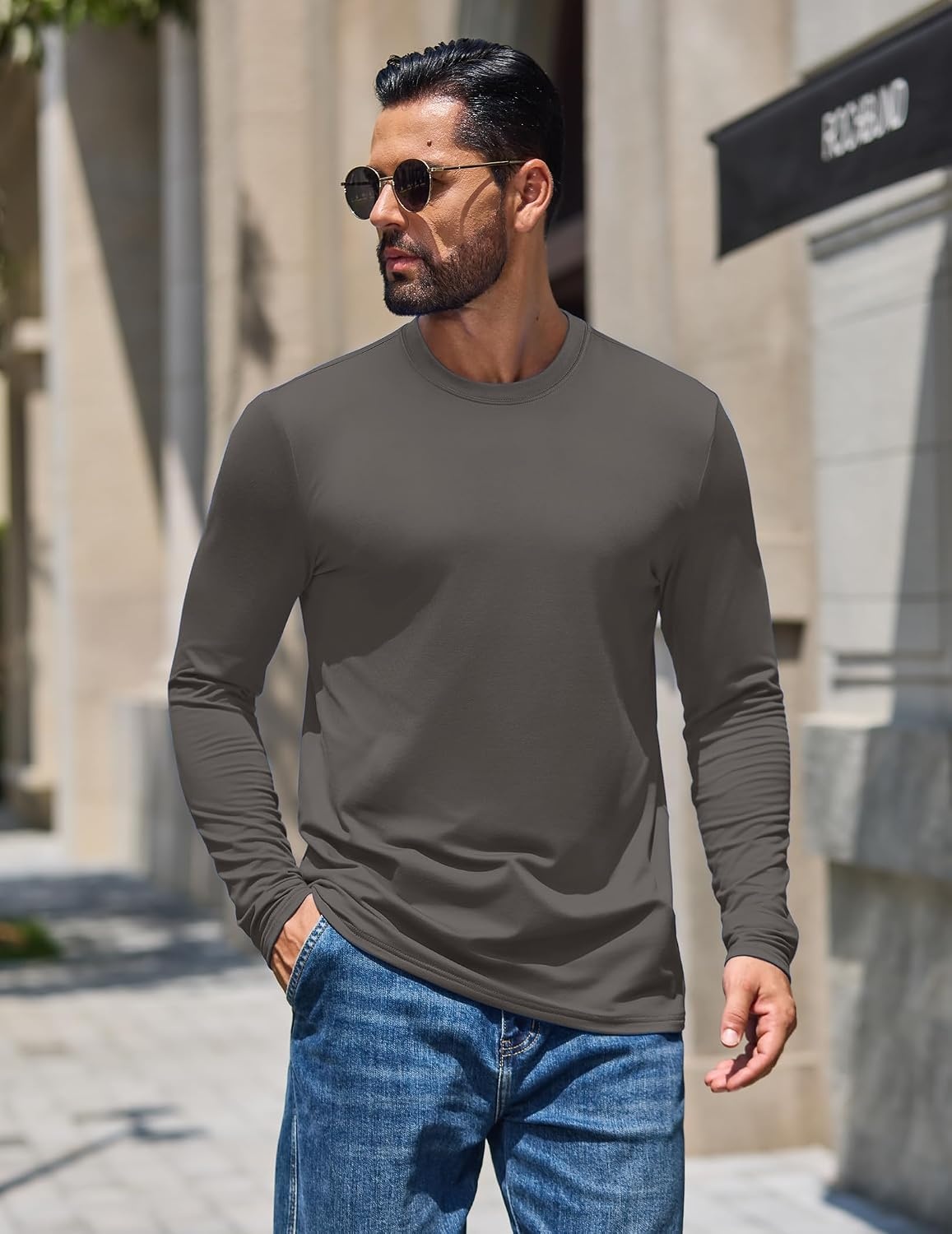 image:imageCOOFANDY Mens Thermal T Shirts Long Sleeve Fleece Lined Tee Casual Soft TopDark Grey