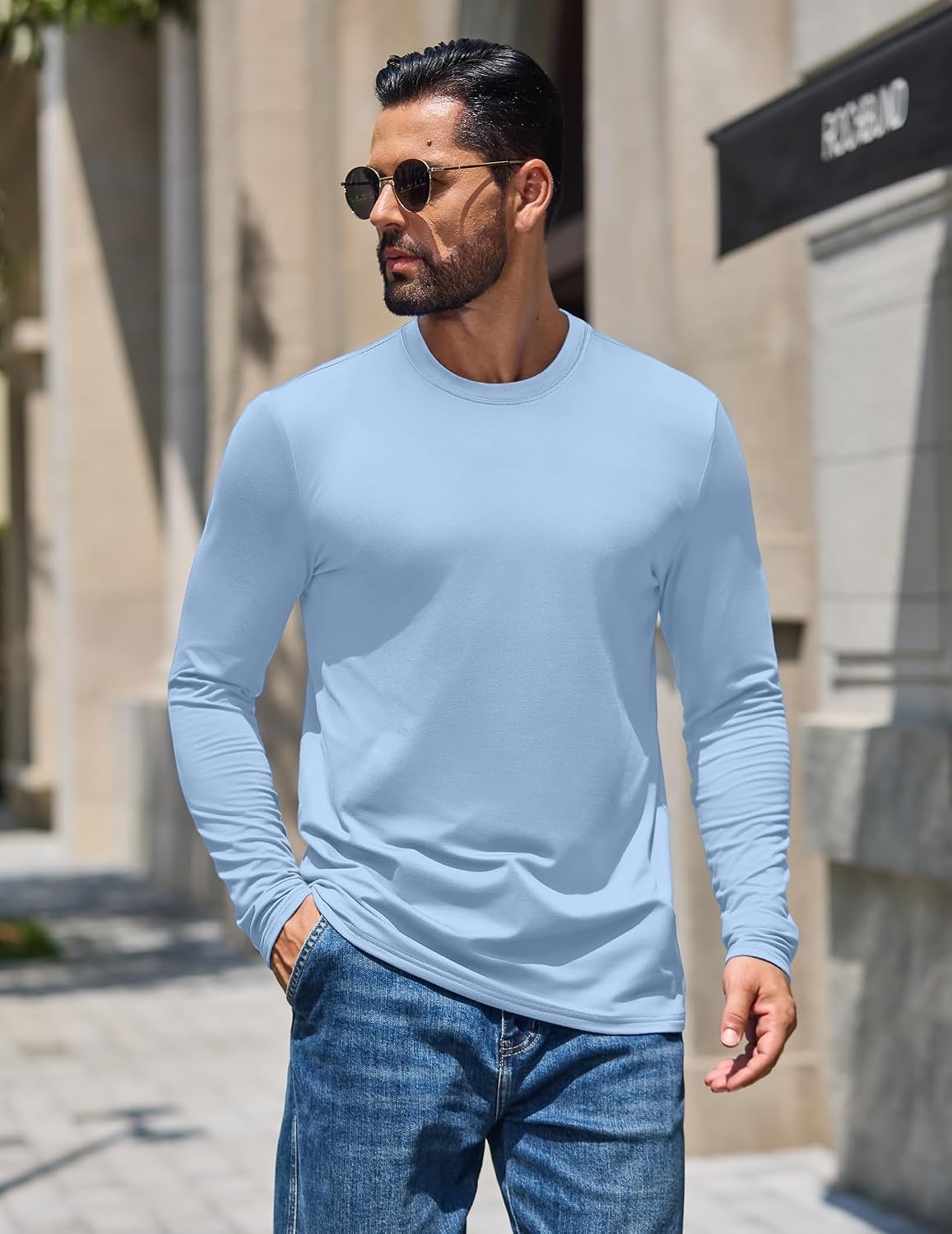 image:imageCOOFANDY Mens Thermal T Shirts Long Sleeve Fleece Lined Tee Casual Soft TopLight Blue