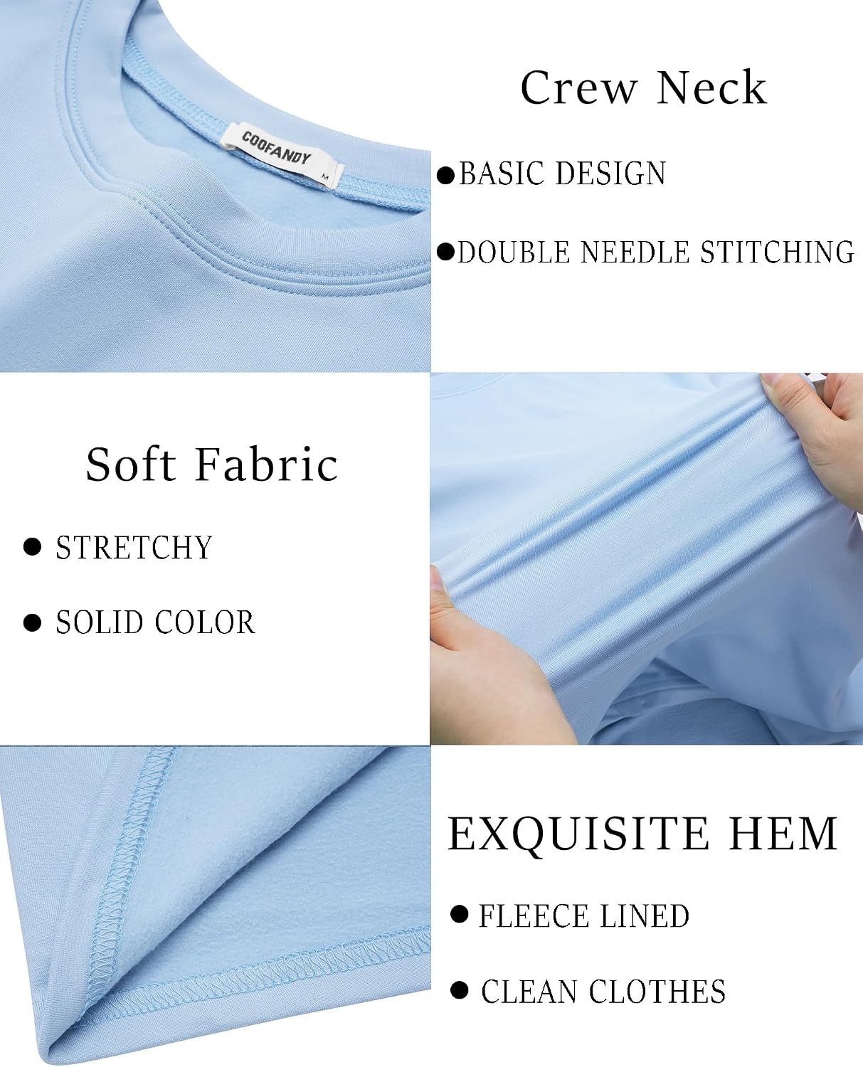 image:imageCOOFANDY Mens Thermal T Shirts Long Sleeve Fleece Lined Tee Casual Soft TopLight Blue