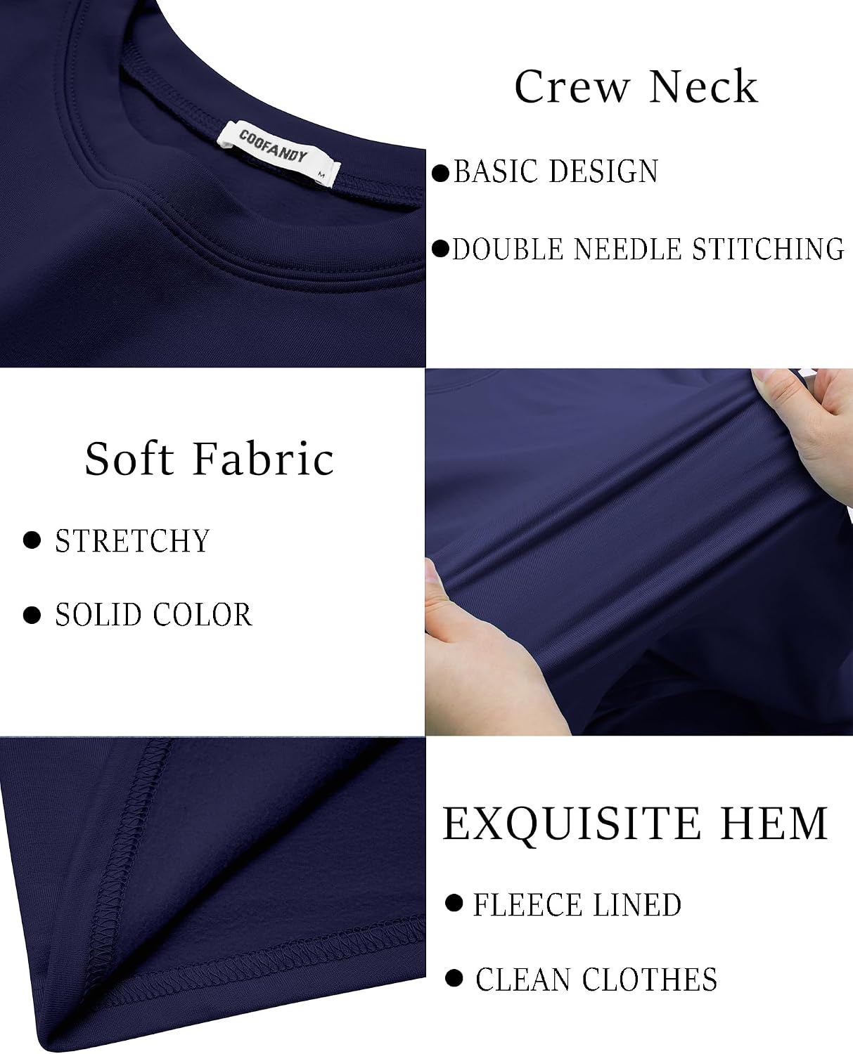 image:imageCOOFANDY Mens Thermal T Shirts Long Sleeve Fleece Lined Tee Casual Soft TopNavy Blue