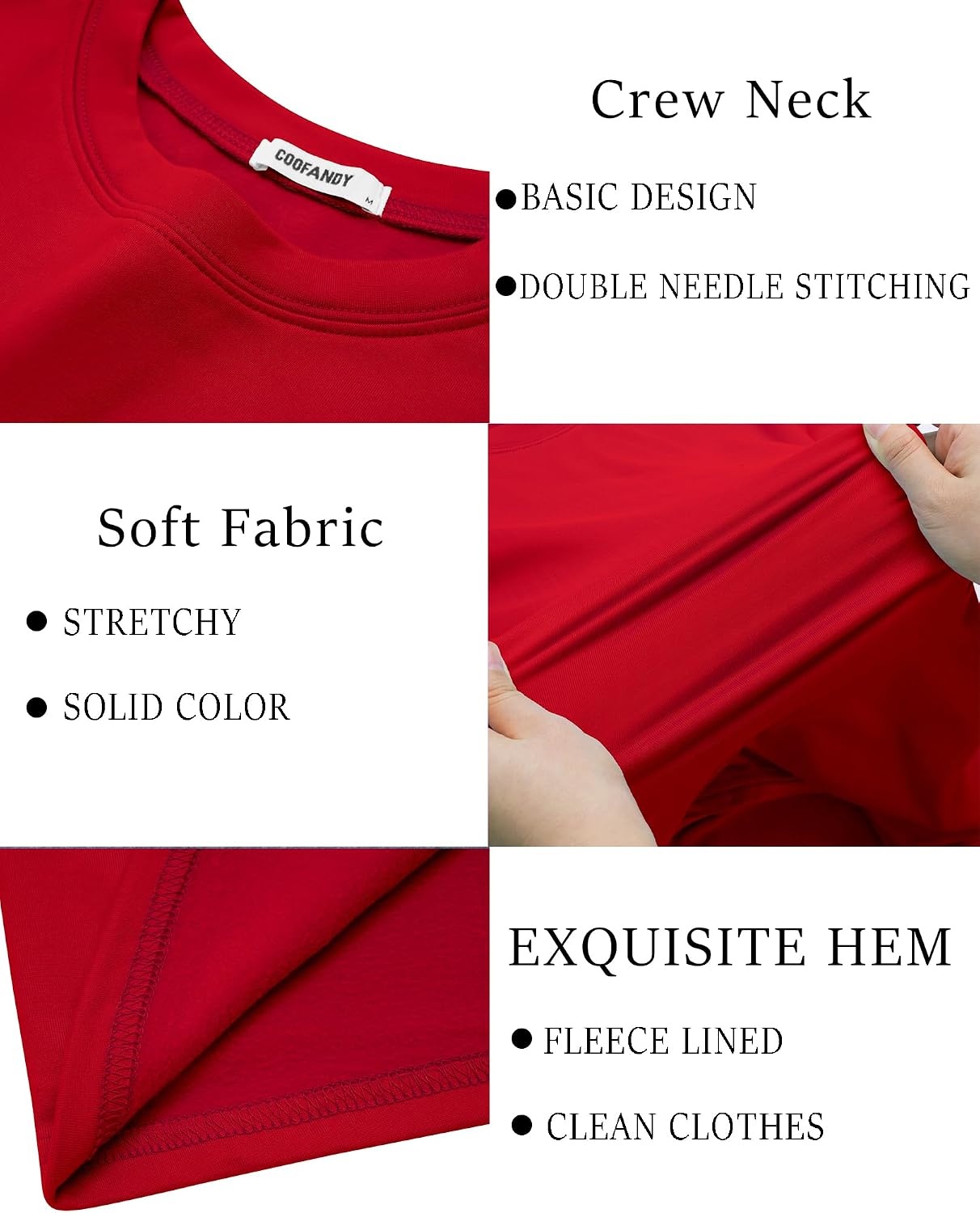 image:imageCOOFANDY Mens Thermal T Shirts Long Sleeve Fleece Lined Tee Casual Soft TopRed