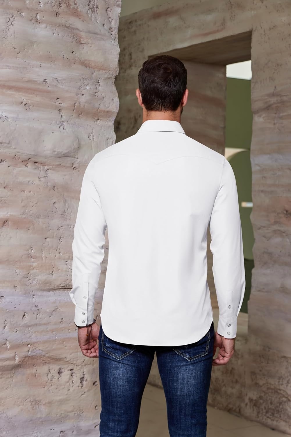 image:imageCOOFANDY Mens Western Cowboy Shirts Casual Button Down Shirt Long SleeveWhite