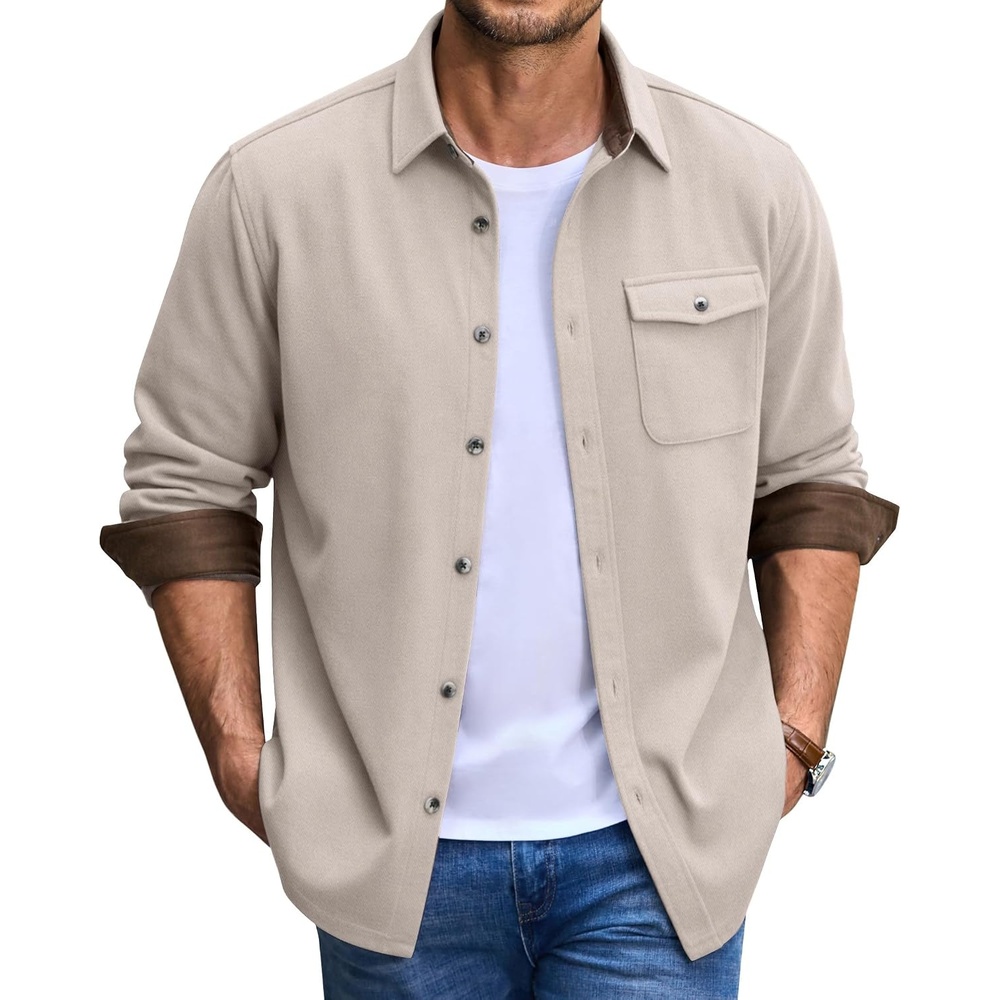 image:imageCOOFANDY Mens Button Down Shirt Jacket Long Sleeve Flannel ShirtsMoon Gray
