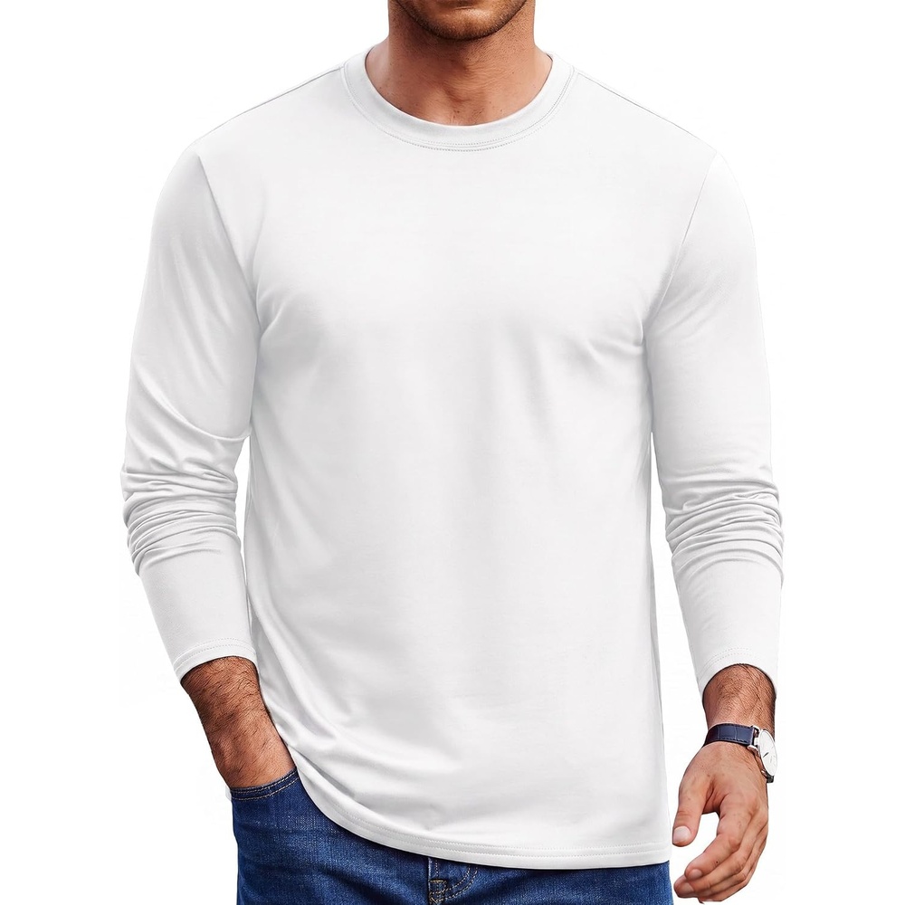 image:imageCOOFANDY Mens Thermal T Shirts Long Sleeve Fleece Lined Tee Casual Soft TopAll White