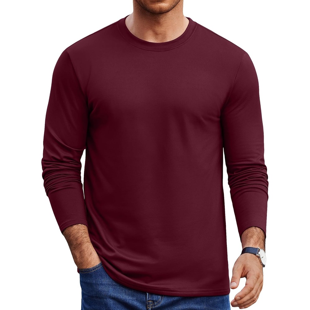 image:imageCOOFANDY Mens Thermal T Shirts Long Sleeve Fleece Lined Tee Casual Soft TopWine Red