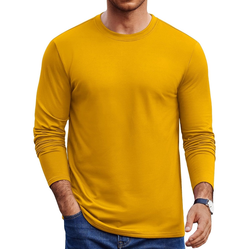 image:imageCOOFANDY Mens Thermal T Shirts Long Sleeve Fleece Lined Tee Casual Soft TopYellow
