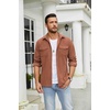 COOFANDY Men’s Button Down Waffle Shirt Jacket Casual Long Sleeve Shacket Lightweight Overshirts with Flap Pockets(Caramel)