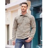COOFANDY Men’s Casual Pullover Sweater Quarter Button Fleece Sweatshirt Knitted Thermal Sweaters(A-light Khaki)