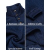 COOFANDY Men’s Casual Pullover Sweater Quarter Button Fleece Sweatshirt Knitted Thermal Sweaters(A-navy Blue)