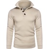 COOFANDY Men’s Casual Pullover Sweater Quarter Button Fleece Sweatshirt Knitted Thermal Sweaters(Apricot)